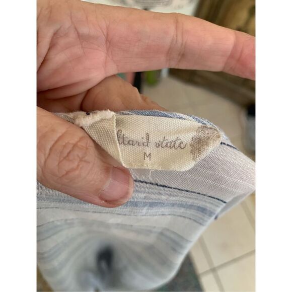 Altar'd State Blue Striped Embroidered Floral Boho Kimono Duster Cardigan - Picture 8 of 12